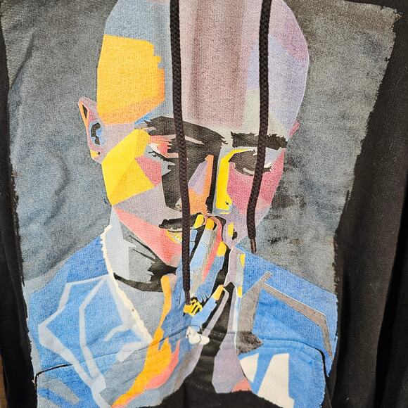 RARE Abstract Tupac Shakur Colorful Art Hoodie Praying Hands Small Three Layer - Picture 2 of 4